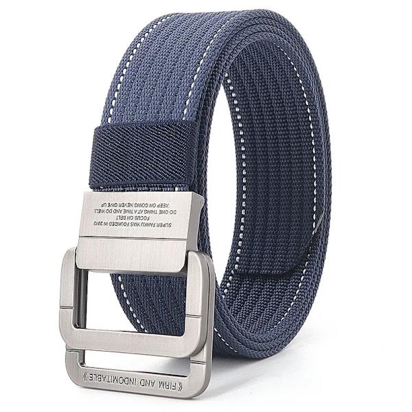 Snygga män Bälten Dubbla ringar Metall Skjutspänne Canvas Stickad Snabbtorkande Jeans Accessoarer Utomhus midjerem Unisex Cinto Color14 110cm