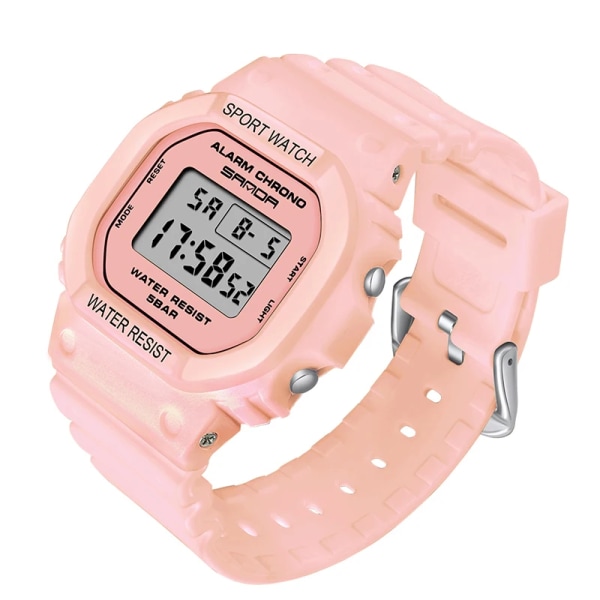SANDA White Fashion Damklockor Vattentät LED Digital watch för kvinnlig klocka Dam Sportarmbandsur relogio feminino 293 Pink