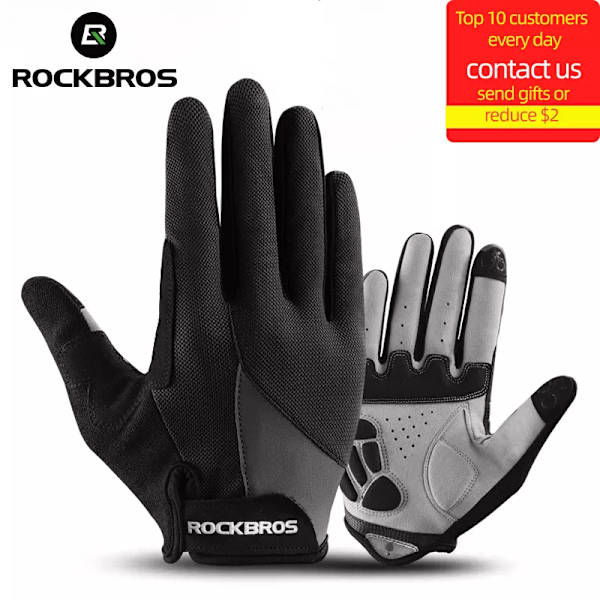 ROCKBROS vindtäta cykelhandskar Cykel Pekskärm Ridning MTB Cykelhandske Thermal Varm Motorcykel Vinter Höst Cykelkläder S109-1BGR M