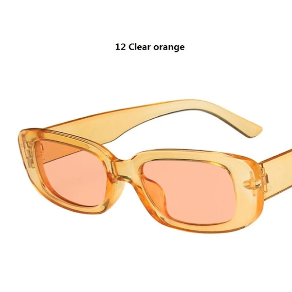 Mode kvinnors små rektangulära solglasögon Kvinnor Oval Vintage Brand Design Fyrkantiga solglasögon Damglasögon Antireflex UV400 12 Light orange Sunglasses