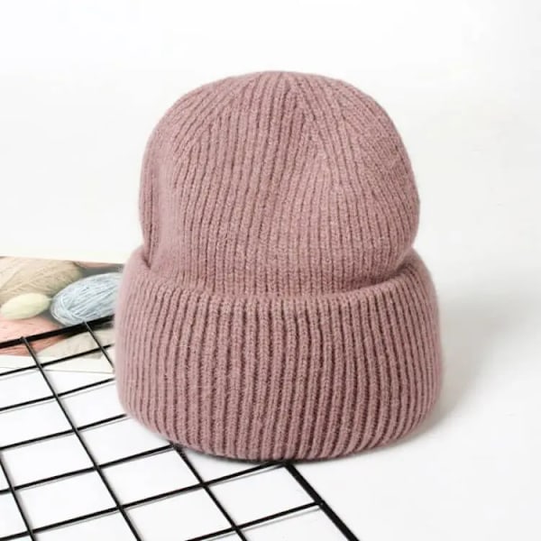 Visrover 9 Färger Unisex Solid Färgade Mössor Vinterhatt För Kvinna Stickad Bonnet Acryl Kvinna Höst Varma Skullies 1-dark purple