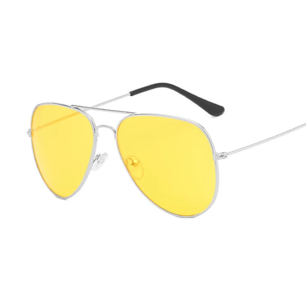 Klassiska Pilot Solglasögon Kvinna Mode Märke Designer Solglasögon Man Mans Färgglad Spegel Flyg Metallram Köra Oculos Silver Yellow