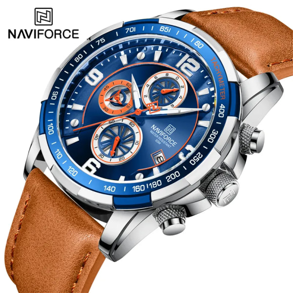 Toppmärke NAVIFORCE Trend Cool watch för män Vattentät läder kvarts herrklockor Lyxarmbandsur Luminous Man Watches GBB-BOX