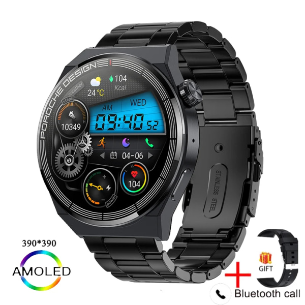 Ny watch GT3 Pro Smart Watch Herr NFC Vattentät Sport Fitness Tracker Bluetooth Call Smartwatch Man för HUAWEI Android IOS black steel belt