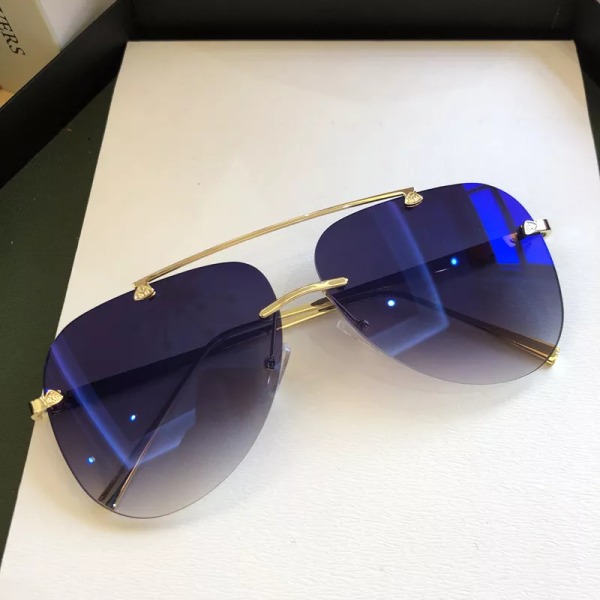Lyxdesignermode ovala båglösa solglasögonSommarglasögon Modesolglasögon för män kvinnor UV400 solglasögon 1.4brown Gold