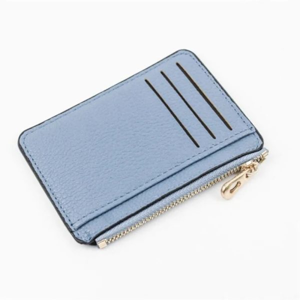 Smal plånbok PU-läder Kvinnor Korthållare Läder Unisex dragkedja Case Män Kredit Mini Bankkort Hållare Sky blue