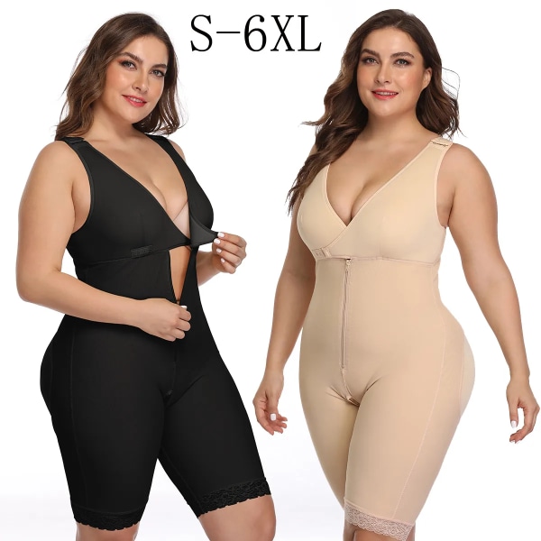 Bodysuit för kvinnor Waste Trainer Helkroppsbindare Shapers Plus Size Shapewear Slimming Sheath Magen Lårtrimmer Waisttrainer Khaki 4XL
