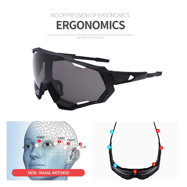 Utomhuscykling Solglasögon UV400 Skydd Vindtäta glasögon Män Kvinnor Sport Solglasögon Ridning Fiske Löpning Vandring Glasögon H8