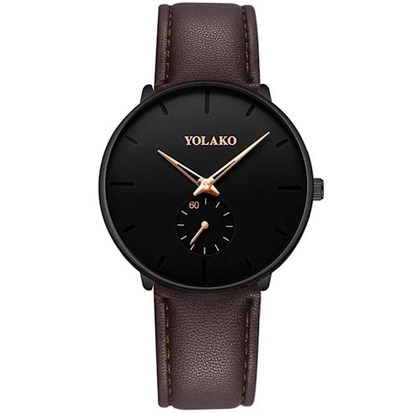 Nya Herr Ultra ThinMinimalist Quartz Casual Läderklockor Watch Man Enkel Rostfritt stål Mesh Band Klocka Reloj Hombre Leather Brown Rose