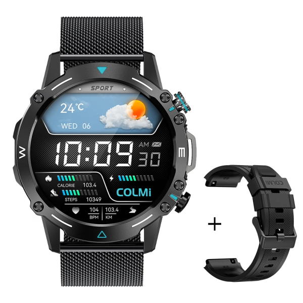 COLMI M42 Smartwatch 1,43'' AMOLED-skärm 100 sportlägen Röstuppringning Smart Watch Herr Dam Military Grade Toughness Watch Black Metal Strap