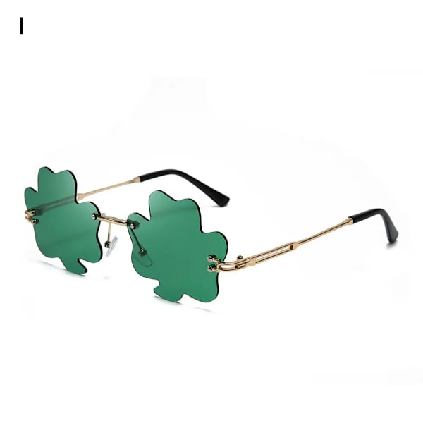 Båglöst mode Grön fyrklöver glasögon Leprechaun Dräktglasögon St. Patrick's Day Irish Shamrock Solglasögon I