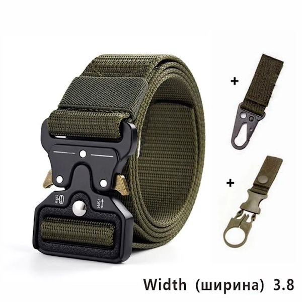 5,0 cm brett armébälte taktiskt militärt nylon midjebälten Quick release Jaktträning Stark metallspänne polis 3.8cmgreen 2hook 125cm