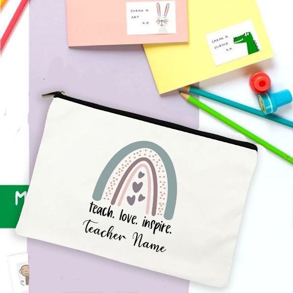 Rainbow Teacher Print Case Personligt anpassat namn Brevpapper Tillbehör Förvaringspåsar Resetvättpåse Sminkväska Presenter design 2