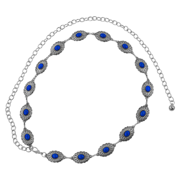 Kvinnor Kappklänning Turkos Concho Casual Party Justerbar längd Tillbehör Presentkedja Bälte Midja Elegant Mode Rostskyddad Silver