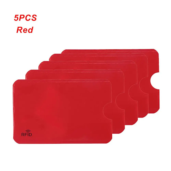 5 st Ny stöldskydd för RFID-kreditkortsskydd Blockerande korthållare ärm Hudfodral Case Case A-red