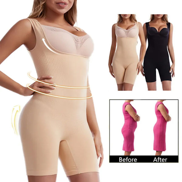 Body Shapewear För kvinnor Magkontroll Helkroppsformare Bantningskorsett Underkläder Fett Mage Lår Slankare Fajas Brown 4XL