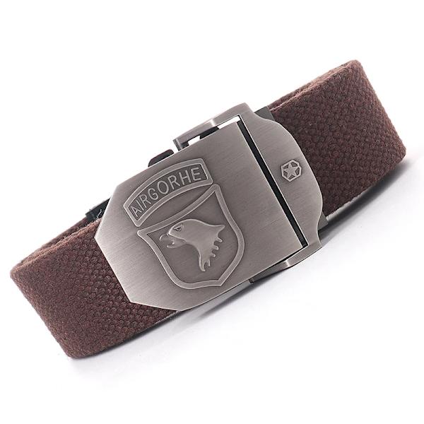Canvas militärt taktiskt bälte män Hög kvalitet brett metall slät spänne bälte Byxor Tillbehör Ny unisex utomhusträningsbälte Coffee belt 110cm