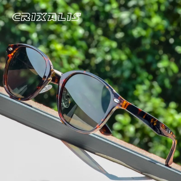 CRIXALIS Polarized Solglasögon Dam Oval TR90 Vintage Anti Glare Driving Solglasögon Herr Solglasögon Man UV400 zonnebril dames C6Black Gray Other