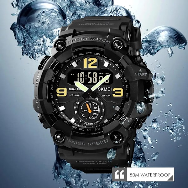 SKMEI 1637 Outdoor Military Men Watch Camouflage PU Vattentät Armbandsur Casual Sport Style Digital Klocka 1019 montre homme Armygreen-Camouflage