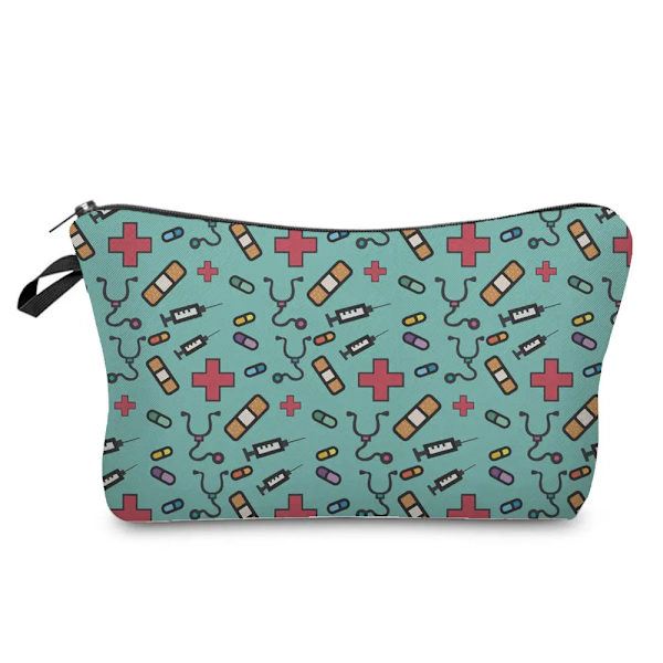 Tecknad Tandläkare Sjuksköterska Print Kosmetikväskor Mode Kvinnor Designer Sminkväska Värmeöverföring Organizer Pennfodral hz4552 Nurse Bag