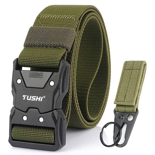 VATLTY Quick Release Elastiskt bälte Herr Hård legering Spänne Stark Äkta Nylon Dam Stretchbälte Utomhussport Arbetsbälte Hane ArmyGreen set(.879) 105CM(.879)