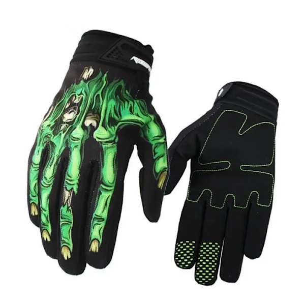 Skeleton Ridhandskar Mode Halkfri Andningsbar Slitbeständig Långfinger Cykel Motorcykel Fitness Utomhussportutrustning green M