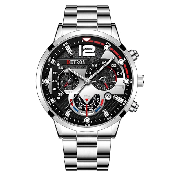Lyx Herrklockor Herr Guld Armband Rostfritt Stål Kvarts Watch För Herr Business Luminous Clock relogio masculino As Shown 1