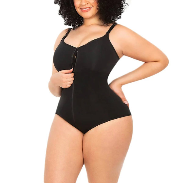 Hiphugger Body Shaper med BH | Butt Lifter Mage Control Passform Everyday Front Zip Sculpting Shapewear Trosa Black M