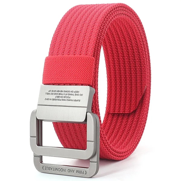 Snygga män Bälten Dubbla ringar Metall Skjutspänne Canvas Stickad Snabbtorkande Jeans Accessoarer Utomhus midjerem Unisex Cinto Color5 130cm
