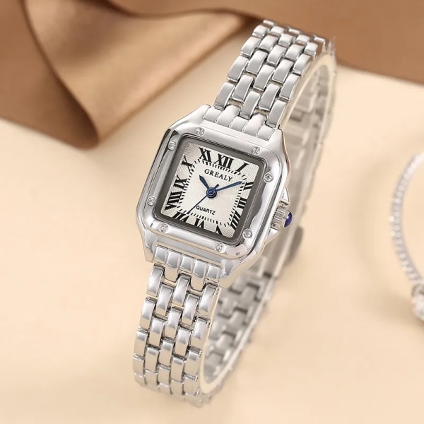 Dammode Casual Quartz Watch Kvinnor Business Rostfritt stål Armband Watch Silver