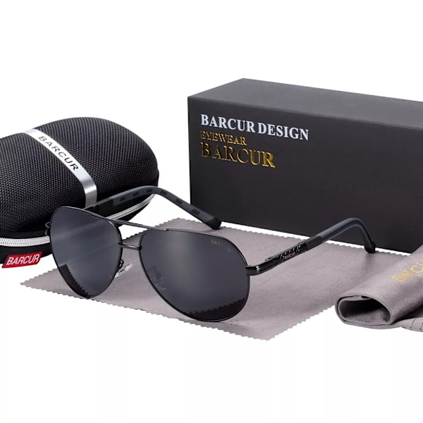 BARCUR Solglasögon för män Polarized UV400 Skydd Körning Solglasögon Kvinnor Man Oculos de sol Black Temple BARCUR