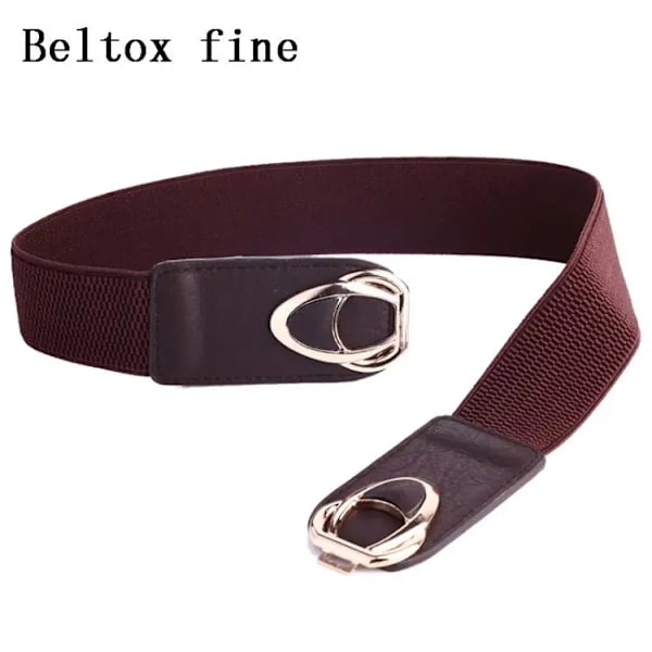 Mode Plus Size Dam Elastiska Bälten Dam Midjeklänningar Midjeband Casual Stretchigt Metallspänne Ceinture YF4.0-coffee 65cm(68cm to 100cm)