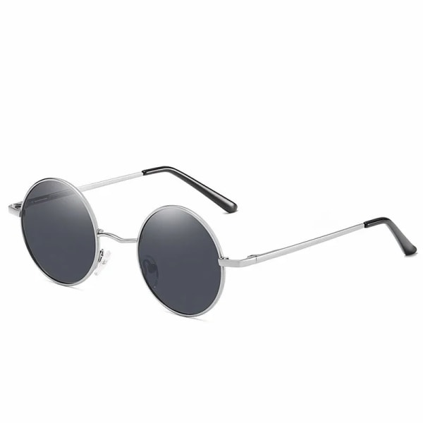 MYT_0279 Märkesdesigner Runda polariserade solglasögon Män Kvinnor Retro Solglasögon Man Kvinna Metallbåge Glasögon Körning UV400 C7 Silver Gray No Box
