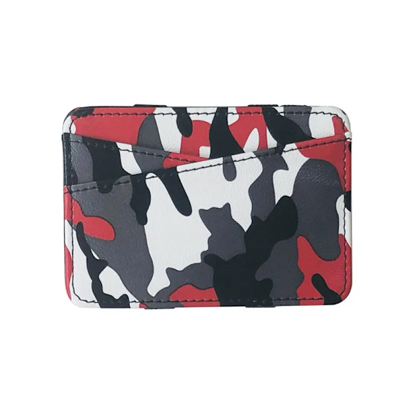 Ultra Slim Camouflage Magic Plånböcker för Kvinnor Män PU Läder Mini ID-kortshållare Myntplånböcker Resor Case Clip Cover Red