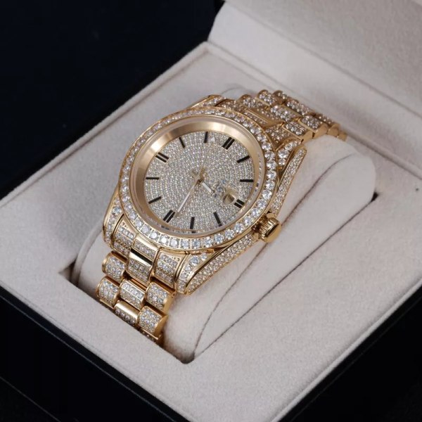 Mode Dam Lyx Diamant Stål Klockor Armband Dam Quartz Watch Rose Gold Dam Armbandsur Shiny Crystal Reloj Mujer Rose Gold