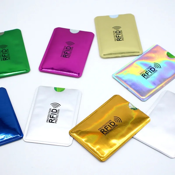 Anti Rfid-korthållare Blockering Läsarlås Bankkort ID- case Protector Metall Kreditkortshållare Case 5pcs Colorful
