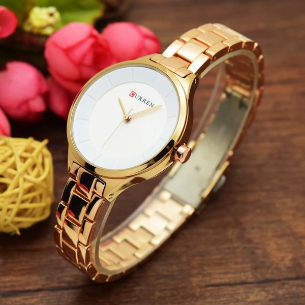 CURREN Luxury Rose Gold Watch i rostfritt stål Damarmbandsur Relogio Feminino Mode Kvinnlig Hour reloj mujer gold black