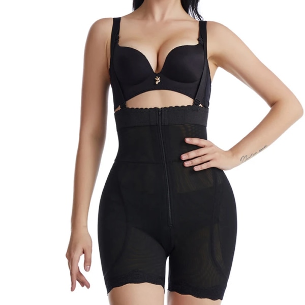 Butt Lifter Shapewear Helkroppsformare Underkläder Falska rumpor Höftkuddar Enhancer Briefs Slimmare midjeträningsskor efter förlossningen Zipper Black Style D XXL