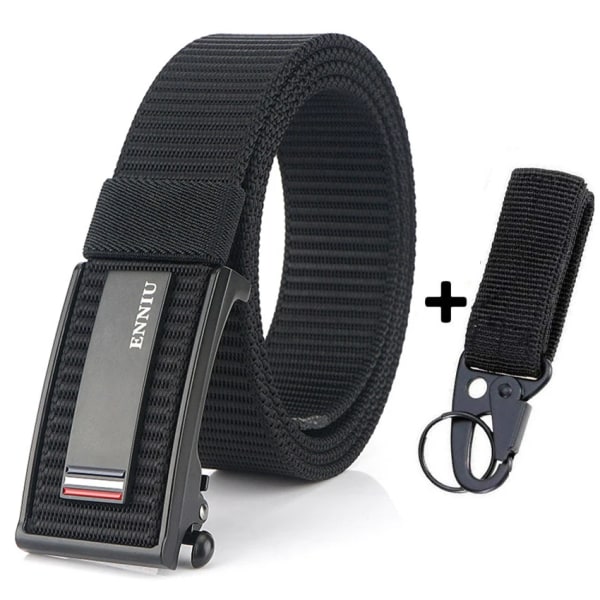 Nytt mode herrbälte Toppkvalitet Bekväma nylon för män Metall Automatiskt spänne Ung Canvas Taktisk designerbälte Black Belt A Set 120cm Adjustable