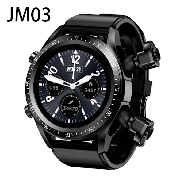 TWS Wireless BT Headset Smart Watch Dam Herr 1,4 tum Blue Tooth Call Fitness Musik Sport Smartwatches 2 i 1 för Android iOS JM03