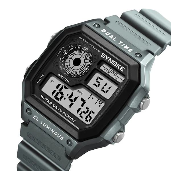 SYNOKE Digital Watch för män Led Vattentät Man Nylon Klockor Lyx Sport Man Armbandsur Stor väckarklocka Relojes Deportivos Ordinally gray