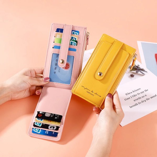 RFID Kvinnor Korthållare Mjukt läder Myntväska Plånböcker Kvinnliga Kreditkort Plånbok Dam Dubbel Dragkedja Mini Clutch Väskor Design2 Pink