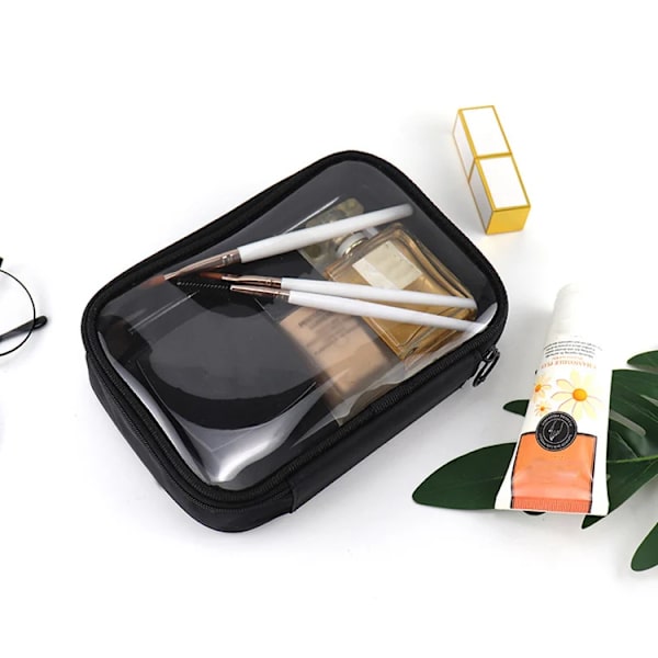Kvinnors sminkväska Vattentät genomskinlig PVC-resekosmetikväska case för män Toalettborste Organizer Black L