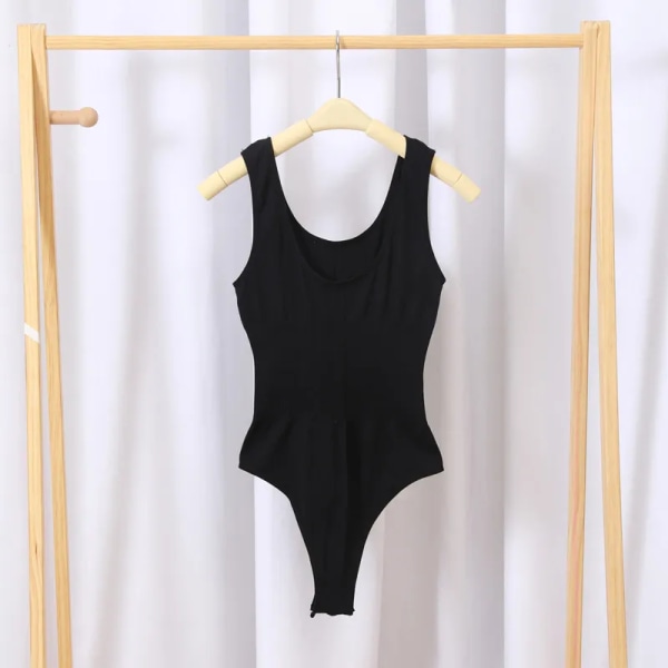 Body Bodyshaper Kvinnor Magkontroll Shapewear Bantning Underkläder Flickor U Back Toppar Sexiga stringtrosor Kvinna Seamless Jumpsuit black F(45-65KG)