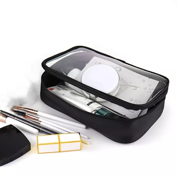 Kvinnors sminkväska Vattentät genomskinlig PVC-resekosmetikväska case för män Toalettborste Organizer Black M