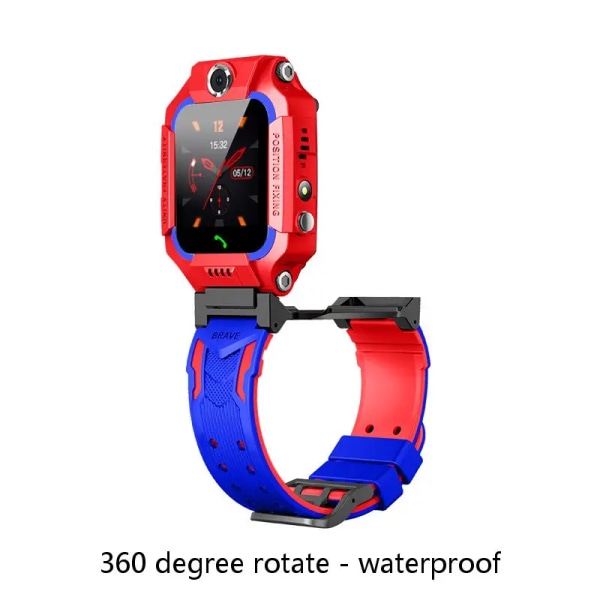 Barn Smart Watch Ny Sim-kort Smartwatch för barn SOS LBS Ring Telefon Kamera Röstchatt Foto Vattentät Pojkar Flickor Present Q19 W19-360 Red English Version