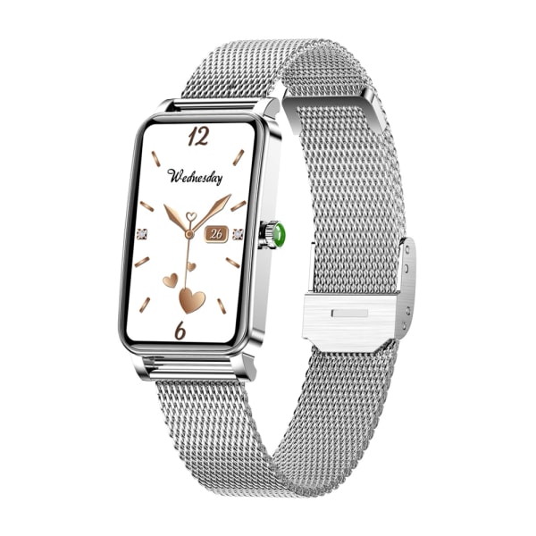 PLUMZONG Dam Smart Watch Custom Urtavlor Full Touch Screen IP68 Vattentät Smartwatch Dam Härligt armband Silver