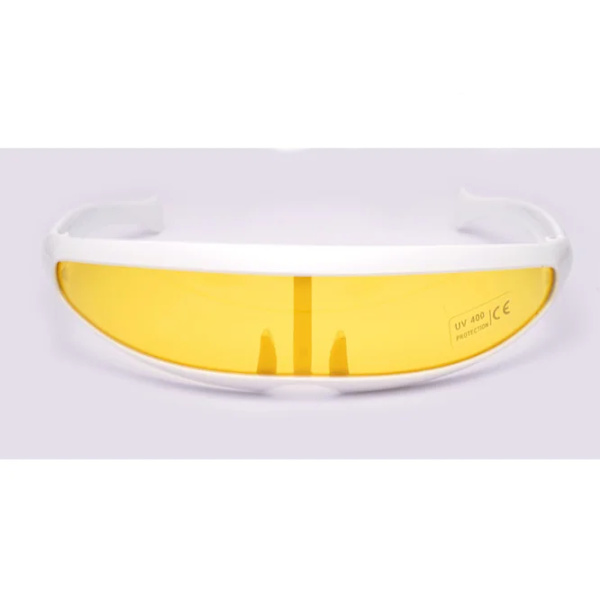 Futuristic Narrow Cyclops Visir Solglasögon Laser Glasögon UV400 Personlighet Spegellins Kostym Glasögon Glasögon Herrglasögon White-Yellow-A