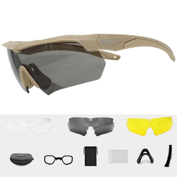 Tr90 Military Goggles 3 lins Solglasögon Skottsäkra Army taktiska Glasögon skytte Glasögon MTB Cykling 3 PC lens(.294)