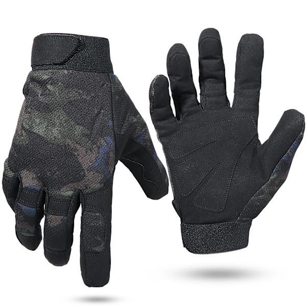 Män Kamouflage Taktisk Helfingerhandskar Airsoft Army Militär Sport Ridning Jakt Fotvandring Cykel Cykling Paintball vantar A9 CamoBlack M